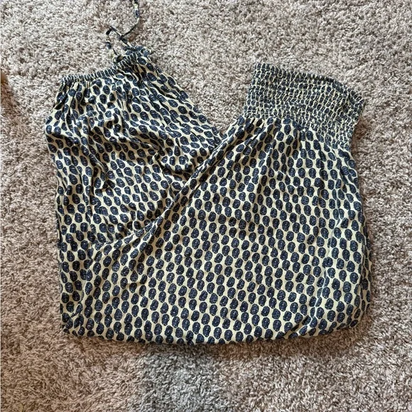 Urban Outfitters Blue and Tan Smocked Balloon Bottoms - Picture 1 of 5